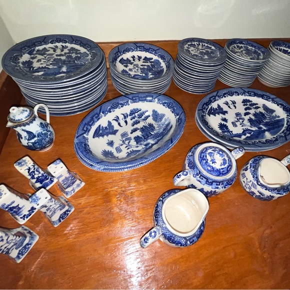 Vintage Blue Dish Set of 93 Pieces from Japan porcelain Tea-Dishes Sources Large - Picture 3 of 11